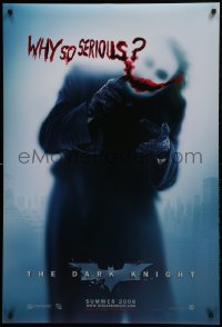 5c0593 DARK KNIGHT teaser DS 1sh 2008 great image of Heath Ledger as the Joker, why so serious?