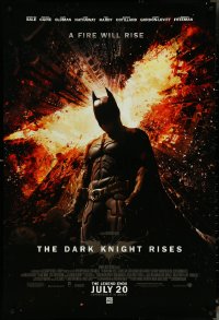 5c0594 DARK KNIGHT RISES advance DS 1sh 2012 Christian Bale as Batman, a fire will rise!