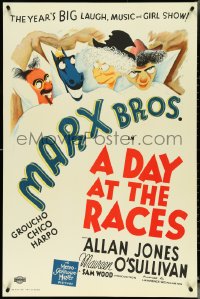 5c0215 DAY AT THE RACES style D S2 poster 2002 Groucho, Chico & Harpo Marx in bed with horse!