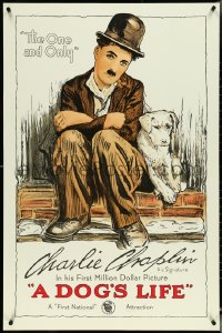 5c0217 DOG'S LIFE S2 poster 1998 great art of Charlie Chaplin as the Tramp & his mutt!