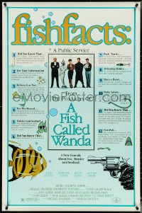 5c0640 FISH CALLED WANDA 1sh 1988 John Cleese, Jamie Lee Curtis, Kline & Palin, wacky fish facts!