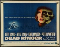 5c0481 DEAD RINGER 1/2sh 1964 creepy close up of skull & Bette Davis, who kills her own twin!