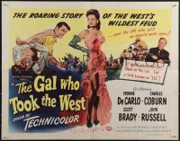 5c0495 GAL WHO TOOK THE WEST style B 1/2sh 1950 sexy Yvonne De Carlo, Charles Coburn, ultra rare!