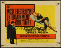 5c0525 WITNESS FOR THE PROSECUTION style A 1/2sh 1958 Billy Wilder, Tyrone Power, Dietrich, Laughton!