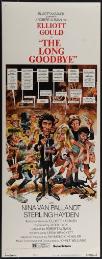 5c0421 LONG GOODBYE style C insert 1973 Elliott Gould as Philip Marlowe, great Jack Davis artwork!