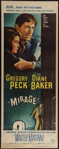 5c0423 MIRAGE insert 1965 is the key to Gregory Peck's secret in his mind, or in Diane Baker's arms