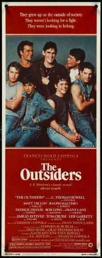 5c0426 OUTSIDERS insert 1982 Coppola, S.E. Hinton, Howell, Dillon, Macchio, Swayze, Lowe, Estevez!