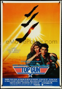 5c0137 TOP GUN Italian 1sh 1986 great image of Tom Cruise & Kelly McGillis, Navy fighter jets!