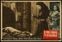 5c0327 OUTLAW Italian 14x20 pbusta 1949 sexy Jane Russell w/ knife over Jack Buetel, ultra rare!