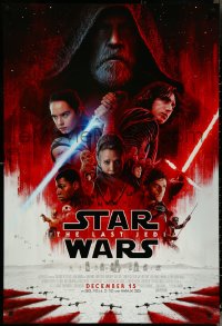 5c0723 LAST JEDI advance DS 1sh 2017 Star Wars, incredible sci-fi image of Hamill, Driver & Ridley!