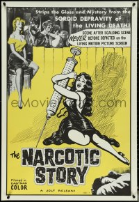 5c0766 NARCOTIC STORY 1sh 1958 great drug needle image, sordid depravity of the living death!