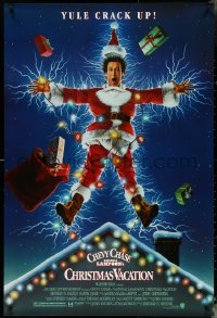 5c0767 NATIONAL LAMPOON'S CHRISTMAS VACATION DS 1sh 1989 Consani art of Chevy Chase, yule crack up!