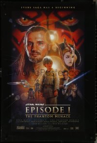 5c0790 PHANTOM MENACE style B DS 1sh 1999 George Lucas, Star Wars Episode I, Drew Struzan art!