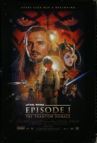 5c0791 PHANTOM MENACE style B fan club 1sh 1999 George Lucas, Star Wars Episode I, Drew Struzan art!