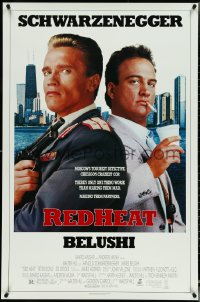 5c0813 RED HEAT 1sh 1988 great image of cops Arnold Schwarzenegger & James Belushi!