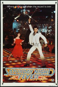 5c0835 SATURDAY NIGHT FEVER teaser 1sh 1977 best image of disco John Travolta & Karen Lynn Gorney!