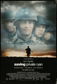 5c0837 SAVING PRIVATE RYAN 1sh 1998 Spielberg, cast image of Tom Hanks, Tom Sizemore, Damon & Burns!