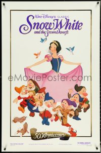 5c0857 SNOW WHITE & THE SEVEN DWARFS foil 1sh R1987 Walt Disney cartoon fantasy classic!