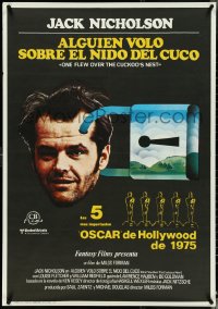 5c0140 ONE FLEW OVER THE CUCKOO'S NEST Spanish 1976 c/u of Jack Nicholson, Milos Forman classic!