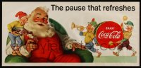 5c0371 COCA-COLA 12x24 advertising poster 1960s Sundblom art of relaxing Santa Claus and elves!