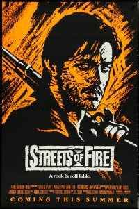 5c0876 STREETS OF FIRE advance 1sh 1984 Walter Hill, Riehm orange dayglo art, a rock & roll fable!