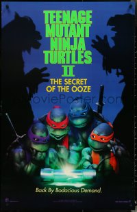 5c0883 TEENAGE MUTANT NINJA TURTLES II teaser 25x39 1sh 1991 Secret of the Ooze, borderless design!