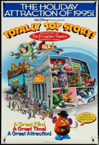 5c0893 TOTALLY TOY STORY DS 1sh 1995 cool art of Woody, cast and funhouse at The El Capitan Theatre!