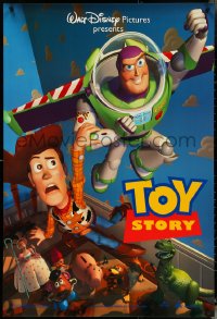 5c0896 TOY STORY DS 1sh 1995 Disney/Pixar cartoon, Buzz Lightyear flying over Woody, Bo Peep, more!