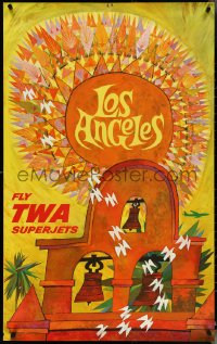 5c0164 TWA LOS ANGELES 25x40 travel poster 1960s Southern California, David Klein artwork!