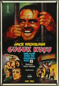 5c0115 ONE FLEW OVER THE CUCKOO'S NEST Turkish 1981 Jack Nicholson, wild misleading artwork!