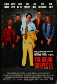 5c0919 USUAL SUSPECTS DS 1sh 1995 Kevin Spacey covering watch, Baldwin, Byrne, Palminteri, Singer!