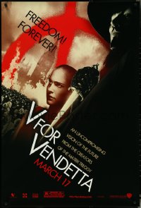 5c0921 V FOR VENDETTA teaser 1sh 2005 Wachowskis, Natalie Portman, Hugo Weaving, city in flames!