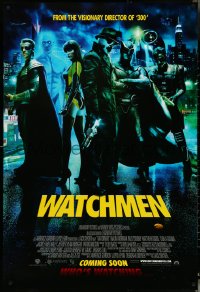 5c0933 WATCHMEN int'l advance 1sh 2009 Zack Snyder, Crudup, Jackie Earle Haley, who's watching?