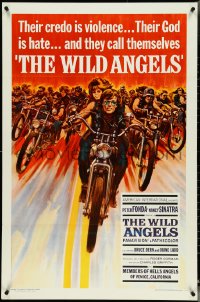 5c0937 WILD ANGELS 1sh 1966 classic art of biker Peter Fonda & sexy Nancy Sinatra on motorcycle!