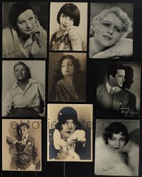 5d0679 LOT OF 9 FAN PHOTOS WITH FACSIMILE SIGNATURES 1930s-1940s Greta Garbo, Colleen Moore & more!