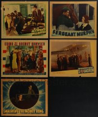 5d0344 LOT OF 5 RONALD REAGAN WARNER BROS LINEN LOBBY CARDS 1930s-1940s great movie scenes!