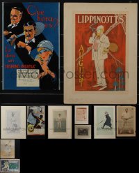 5d0131 LOT OF 13 MISCELLANEOUS TENNIS RELATED PRINTS & PAGES 1900s-1930s a variety of cool artwork!