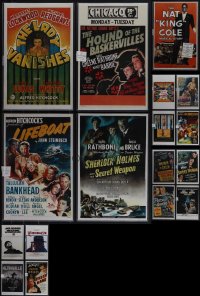 5d0153 LOT OF 17 11X17 REPRODUCTION POSTERS OF HITCHCOCK SHERLOCK HOLMES & MORE MOVIES IN SLEEVES 1980s