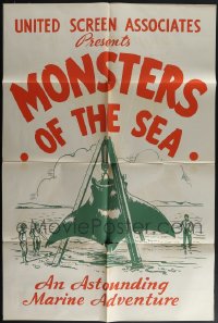 5d0283 LOT OF 6 FOLDED DEVIL MONSTER R30S ONE-SHEETS 1930 Monsters of the Sea, cool manta ray art!