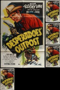 5d0286 LOT OF 5 FOLDED DESPERADOES' OUTPOST ONE-SHEETS 1952 great art of cowboy Rocky Lane!