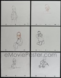 5d0478 LOT OF 6 HOMER SIMPSON SIMPSONS PENCIL DRAWINGS 2000s actually used when making the show!