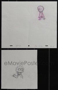 5d0483 LOT OF 2 LISA SIMPSON SIMPSONS PENCIL DRAWINGS 2000s actually used when making the show!