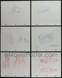 5d0476 LOT OF 6 SIMPSONS PENCIL DRAWINGS 2000s actually used when making the show!