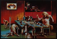 5d0906 LOT OF 4 UNFOLDED DOGS PLAYING POKER THAI COMMERCIAL POSTERS 1990s wacky canine image!