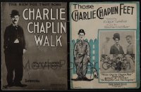 5d0388 LOT OF 2 CHARLIE CHAPLIN SHEET MUSIC 1910s Those Charlie Chaplin Feet, New Fox Trot Song!