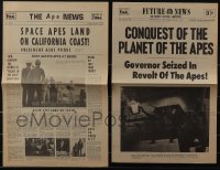 5d0444 LOT OF 2 HERALDS FROM PLANET OF THE APES MOVIES 1970s cool newspaper headline styles!