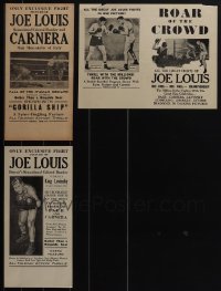 5d0443 LOT OF 3 JOE LOUIS BOXING HERALDS 1930s fighting vs Primo Carnera, Braddock & Levinsky!