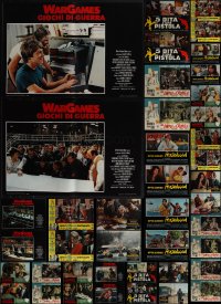 5d0836 LOT OF 56 FORMERLY FOLDED ITALIAN 19X27 PHOTOBUSTAS 1960s-1980s a variety of movie scenes!