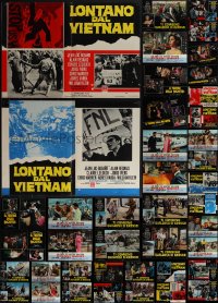 5d0849 LOT OF 44 FORMERLY FOLDED ITALIAN 19X27 PHOTOBUSTAS 1960s-1970s cool movie scenes!