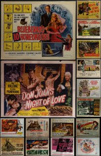 5d0885 LOT OF 24 LAMINATED HALF-SHEETS 1940s-1970s a variety of movie images!